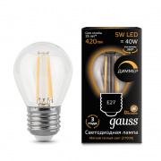 Лампа Gauss LED Filament Globe dimmable E27 5W 2700K 105802105-D
