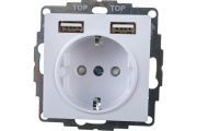 Розетка силовая с заземлением с 2 USB A+A белая Systeme Electric AtlasDesign ATN000130