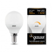 Лампа Gauss LED Globe dim E14 7W 3000К 105101107-D