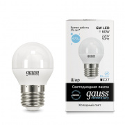 Лампа Gauss LED Elementary Globe 6W E27 6500K 53236