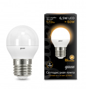 Лампа Gauss LED Globe E27 6.5W 3000K 105102107