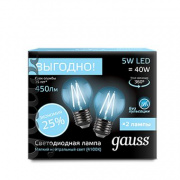 Лампа Gauss Filament Шар E27 5W 4100К 105802205P