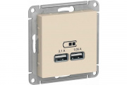 Розетка USB, 5В/2100мА, 2*5В/1050мА бежевый Systeme Electric AtlasDesign ATN000233