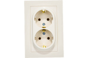 Розетка 2-я с заземлением без шторок бежевый Systeme Electric AtlasDesign ATN000224