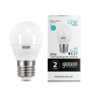Лампа Gauss LED Elementary Шар 12W 920lm E27 4100K 53222