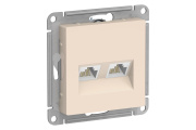 Розетка 2-я RJ45+RJ45 5e бежевый Systeme Electric AtlasDesign ATN000285