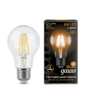 Лампа Gauss LED Filament A60 E27 6W 2700К 102802106