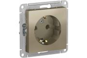 Розетка 1-я с заземлением шампань Systeme Electric ATLAS DESIGN ATN000543