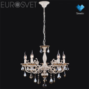 Подвесная люстра Eurosvet Elisha 3281/5 белый с золотом/тонированный хрусталь Strotskis