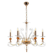 Подвесная люстра Crystal Lux CATARINA SP6 V2 GOLD/TRANSPARENT-COGNAC