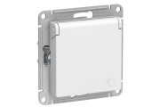 Розетка с заземлением со шторками с крышкой AQUA IP20 белая Systeme Electric AtlasDesign ATN000146