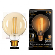 Лампа Gauss LED Filament G95 E27 8W Golden 2400К 105802008